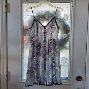 White/black/gray/purple floral cami dress